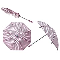 Sophia's Cute Realistic Open-Close Polka Dot Umbrella Accessory for Rainy Days with Clear Strap Handle for 18” Dolls, Light Pink