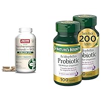Saccharomyces Boulardii Probiotics + MOS 5 Billion CFU Probiotic Yeast & Nature's Bounty Acidophilus Probiotic, Daily Probiotic Supplement