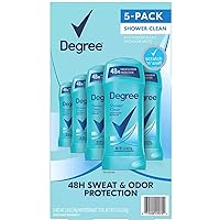 Degree Antiperspirant Deodorant, Shower Clean, 2.6 Ounce (Pack of 5)