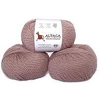 100% Baby Alpaca Yarn Wool Set of 3 Skeins Bulky Weight - Made in Peru - Heavenly Soft and Perfect for Knitting and Crocheting (Antique Rose, Bulky)