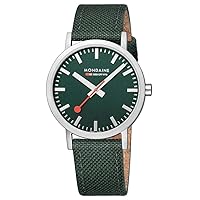 Mondaine Unisex Analogue Quartz Watch with Textile Strap A6603036060SBF, Green-silver, Strap.