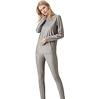 Women's Silver Fiber Long Underwear Set,360° Shielding Washable Anti-Radiation Clothes for Anti 5G EMF RF Electromagnetic Radiation,Silver-XL