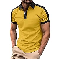 Big and Tall Men's Summer Running Golf T-Shirts Patchwork Raglan Sleeve Polos Tee Shirts Button Down Outdoor Gym Workout Tops