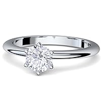 Amoonic Precious Jewellery AM195 WG750BRFA Engagement Ring White Gold Diamond Ring 750 with Luxury Case + Diamond Ring White Gold 0.45 Carat SI1/H (White Gold 750)