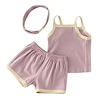 Sweatpants and Hoodie Set for Girls Newborn Infant Baby Girls Boys Sleeveless Strap Vest T Shirt (Purple, 6-12 Months)