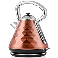 Electric Kettle Hot Water Boiler Stainless Steel 1.7 L Automatic Shut-Off 1500W Cleo Collection Cool Touch Handle Portable Brew Coffee Maker Tea Heater w/ Boil Dry Protection, Copper KS755CO