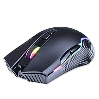 HXMJ 2.4GHz Wireless Gaming Mouse with RGB Backlight,7 Buttons,500Mah Rechargeable Battery (Rubber Black)