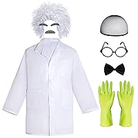 Mad Scientist Costume Doctor White Lab Coat Halloween Crazy Mad Scientist Physicist Costume for Cosplay
