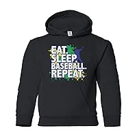 Threadrock Big Boys' Eat Sleep Baseball Repeat Youth Hoodie Sweatshirt