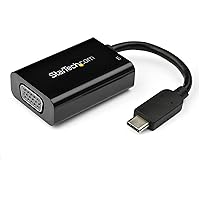 StarTech.com USB C to VGA Adapter with Power Delivery - 1080p USB Type-C to VGA Monitor Video Converter w/ Charging - 60W PD Pass-Through - Thunderbolt 3 Compatible - Black (CDP2VGAUCP)