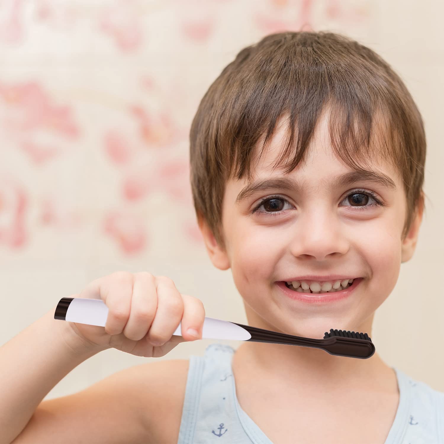 Dental Expert Charcoal Toothbrush [Gentle Soft] Slim Teeth Head Whitening Brush for Adults & Children [Family Pack] - Ultra Soft Medium Tip Bristles (Black)