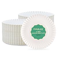 FOCUSLINE 6 Inch Paper Plates 1000 Count, White Paper Plates Uncoated, Everyday Disposable Dessert Plates 6