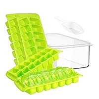 Cbiumpro 4 Pack Ice Cube Trays with Bin, Small Ice Cube Trays for Freezer, BPA Free, Easy to Release, Beautiful Ice Cube Tray with Box for Juice, Whiskey, Cocktails, Drinks