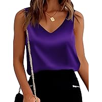 Summer Satin Tank Tops for Women Business Cami Camisole Blouses Shirts