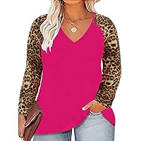 RITERA Plus Size Tops for Women Long Sleeve Shirts Colorblock Tshirt Striped Tunics Casual Fall Blouses 1XL-5XL