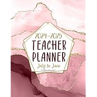 2024-2025 Teacher Planner: July to June Academic Year Weekly & Monthly Class Organizer | Lesson Plan Grade and Record Book (Stylish Pink Texture Design)