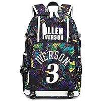 FANwenfeng Basketball Player Iverson Luminous Backpack Travel Backpack Fans Bag for Men Women (Style 3)