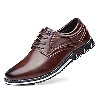 Mens Casual Walking Leather Sneakers Comfort Oxfords Lace Up Fashion Moccasin Shoes