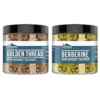 Berberine and Golden Thread Bundle, 200 Capsules Each, Pure & Undiluted, No Additives