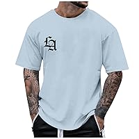 Short Sleeve Shirts for Men Plus Size Loose Printed Top Trendy Solid Summer Top Outdoor Tees Blouse T Shirt