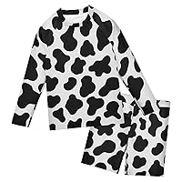 Cow Hide Boys Rash Guard Sets Swimsuits with Long Sleeve Summer Clothes Outfits