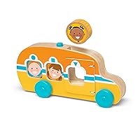 Melissa & Doug GO Tots Wooden Roll & Ride Bus with 3 Disks - FSC Certified