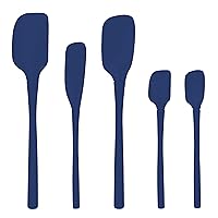 Tovolo Flex-Core All-Silicone Set of 5 Spatulas (Deep Indigo) - Kitchen Utensils & Gadgets Essential for Baking, Cooking, Grilling, Apartment, & New Home/BPA-Free & Dishwasher-Safe