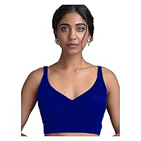 Women's Readymade Velvet Blouse For Sarees Indian Bollywood Designer Padded Stitched Crop Top Choli