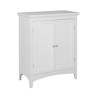 Teamson Home Glancy Wooden Freestanding Floor Cabinet with 2 Adjustable Shelves 3 Storage Spaces 2 Shutter Doors and 2 Chrome-Finished Knobs, White
