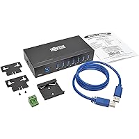 Tripp Lite 7-Port Industrial USB-A 3.0 SuperSpeed Hub with 15KV ESD Immunity, Metal Case, Mountable, USB Type-A (U360-007-IND), Black