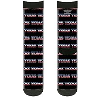 Buckle-Down Unisex-Adult's Socks Texas w/Star Black/White/Blue/Red Crew, Multicolor