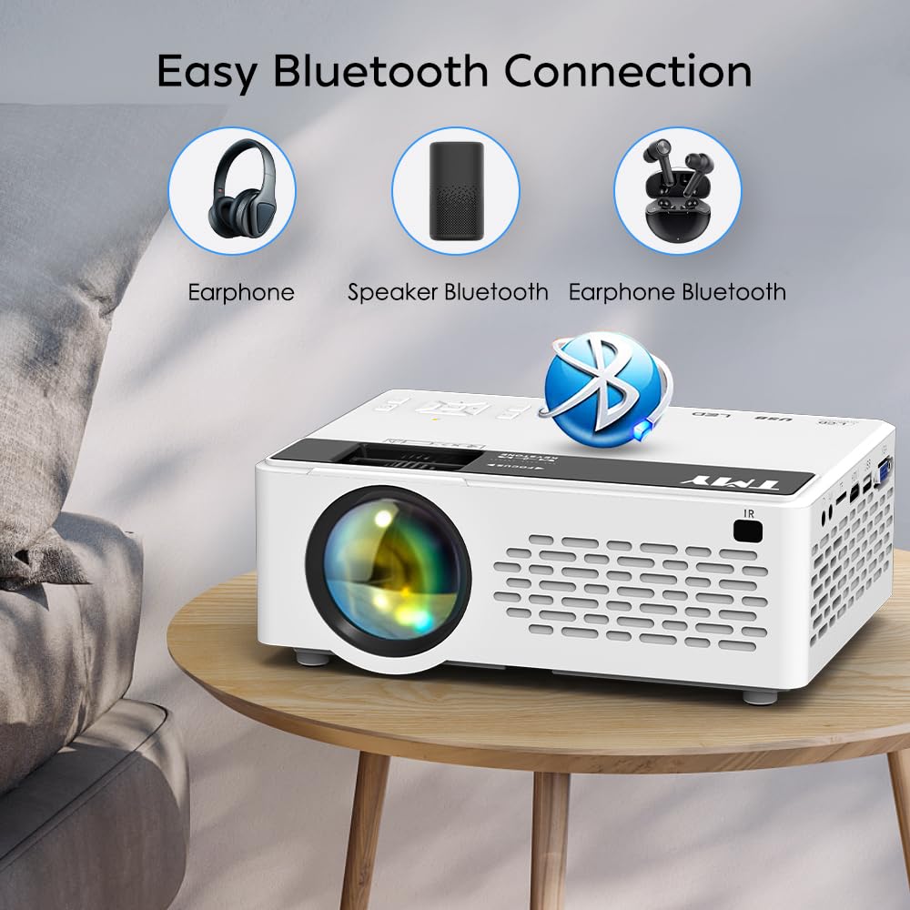 TMY Mini Projector, Upgraded 9500 Lumens Bluetooth Projector with 100