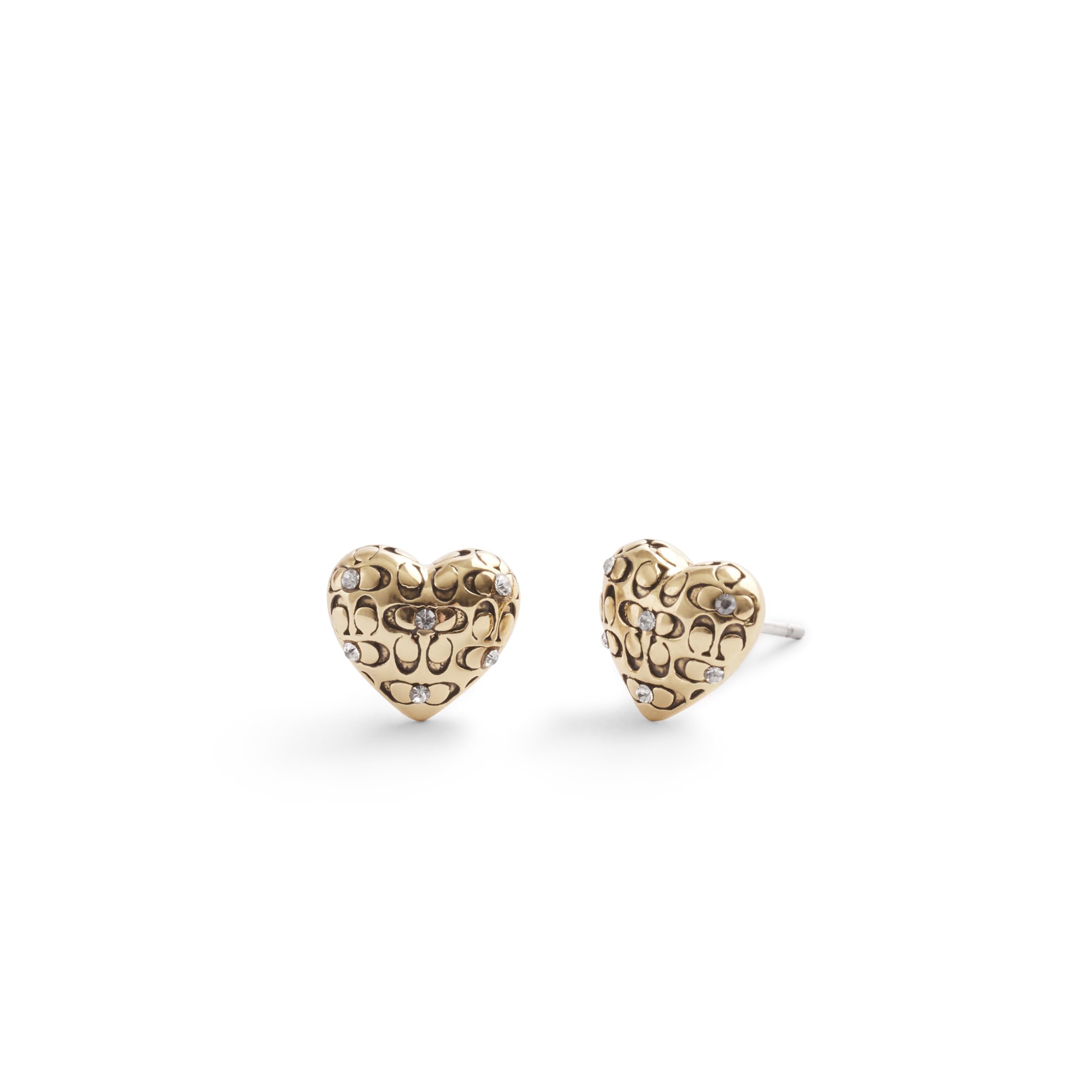 COACH Womens Signature Quilted Heart Stud Earrings
