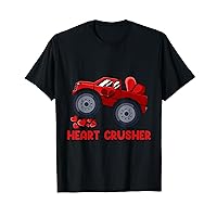 Heart Monster Truck Crusher Valentines Day Cute Boys Kids T-Shirt