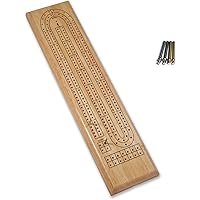 WE Games Classic Cribbage Board Set, 2 Track Solid Wood Board with Metal Pegs