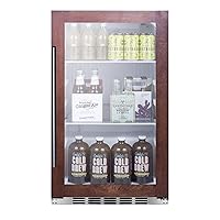 Summit Appliance SPR489OSPNR Commercially Approved Shallow Depth Indoor/Outdoor Beverage Cooler for Built-in or Freestanding Use with Panel-Ready Door Trim, Glass Door and Black Cabinet