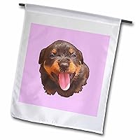 3dRose Cartoon Style Nerdy Rottweiler Puppy Sticking Tongue Out - Flags (fl_356000_1)