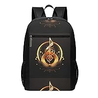 Music Symbol Print Simple Sports Backpack, Unisex Lightweight Casual Backpack, 17 Inches