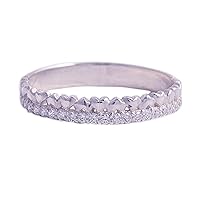 SwaraEcom 14K White Gold Plated 0.37 Ct Round Cut CZ Heart Wedding Band,Perfect Matching Band for Any Engagement Ring,Promise Ring for Mother Day
