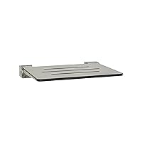 Sechrome 18 inch Silhouette Slimline Folding Wall Mount Shower Bench Seat, Gray Weathered Ash Seat with Silver Frame