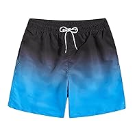 Swimming Trunks for Men,Gradient Print Quick Dry Summer Beach Shorts Swimwear Bathing Suit with Drawstring Beachwear
