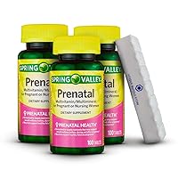 Spring Valley, Prenatal Multivitamin, Multimineral Tablets Dietary Supplement, Prenatals for Women, 100 Count + 7 Day Pill Organizer Included (Pack of 3)