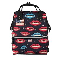 Diaper Bag Backpack American flag lips Maternity Baby Nappy Bag Casual Travel Backpack Hiking Outdoor Pack