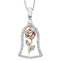 0.36 CT Round Cut Cubic Zirconia 14k Rose Gold Over Rose Flower Party Wear Pendant