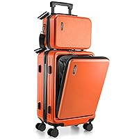 22 Inch Carry On Luggage 22x14x9 Airline Approved, Carry On Suitcase with Wheels, Hard-shell Carry-on Luggage, Orange Small Suitcase, Hardside Luggage Carry On with Cosmetic Carry On Bag