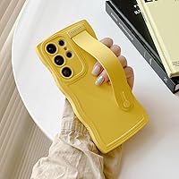 for Wrist Strap Holder Wavy Edge Case for Samsung Galaxy S23 S22 Ultra S21 S20 FE Plus A53 A52 A23 A14 A34 A54 A33 A32 5G Soft Cover,Yellow,for Samsung S20 FE