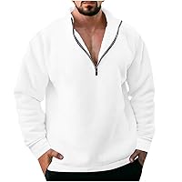 Mens Half Zip Collar Sweatshirt Long Sleeve Fleece Pullover Loose Fit Lightweight Sweatshirts Fashion Sports Tops