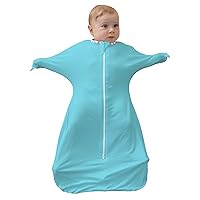 ZIGJOY Shark-Fin Transition Swaddle - 0.5 Tog Rayon Made from Bamboo Sleep Sack 3-6 Months Transitional Swaddle Sack Wearable Blanket Baby with 2-Way Zipper, Blue, Medium