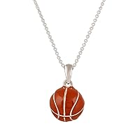 Lureme® Fashion Style Silver Tone Enamel Volleyball Basketball Football Soccer Pendant Necklace (01003111-ball)