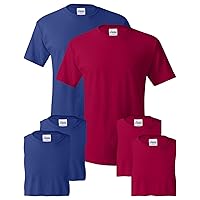 Hanes mens 5.2 oz. ComfortSoft Cotton T-Shirt (5280) DEEP RED/DEEP ROYAL-3PK